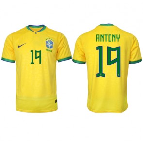 Brasilien Antony #19 Hemmatröja VM 2022 Kortärmad